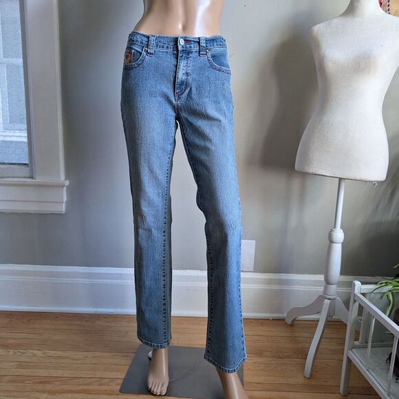 Vintage Y2K XOXO Low Rise Denim Full Leather Embroidered Straight Leg Size 16 - Picture 16 of 16